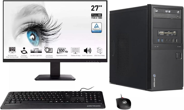 Ankermann Office komplett PC Büro | Intel Core i5-6400 | 16GB RAM | 1TB SSD | Windows 11 | WLAN | 27