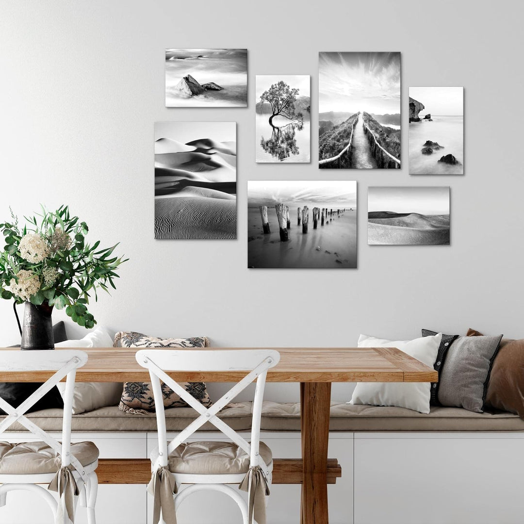 Novart Wandbilder Landschaft Sand Natur - KOMPLETT AUFHÄNGFERTIG - Schwarz Weiss Wohnzimmer Schlafzi