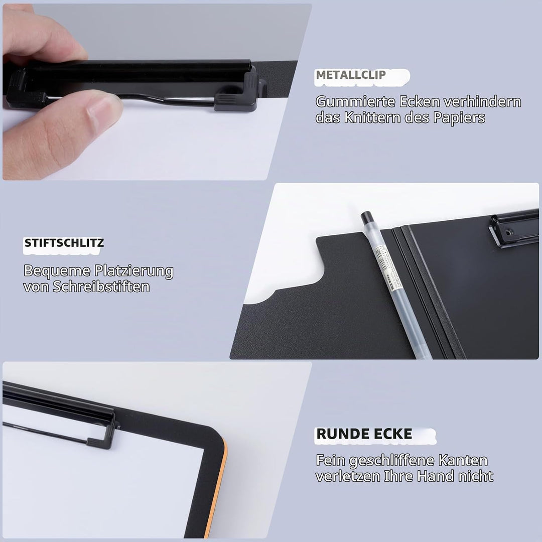 FRETONBA Klemmbrett a4, Schreibmappe 2er Pack Klemmbrett mit deckel, Klemmbrettmappe mit 2 Klemmen,