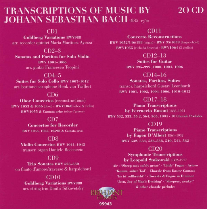 Bach Transcriptions, Audio-CD