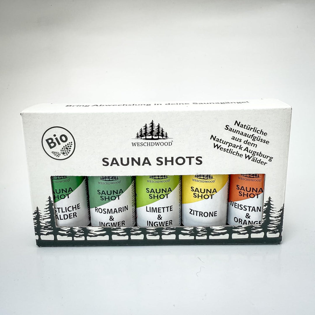 Weschdwood Sauna Shots - 5er Set 19ml Premium Bio Saunaaufguss, perfekt abgestimmt für abwechslungsr