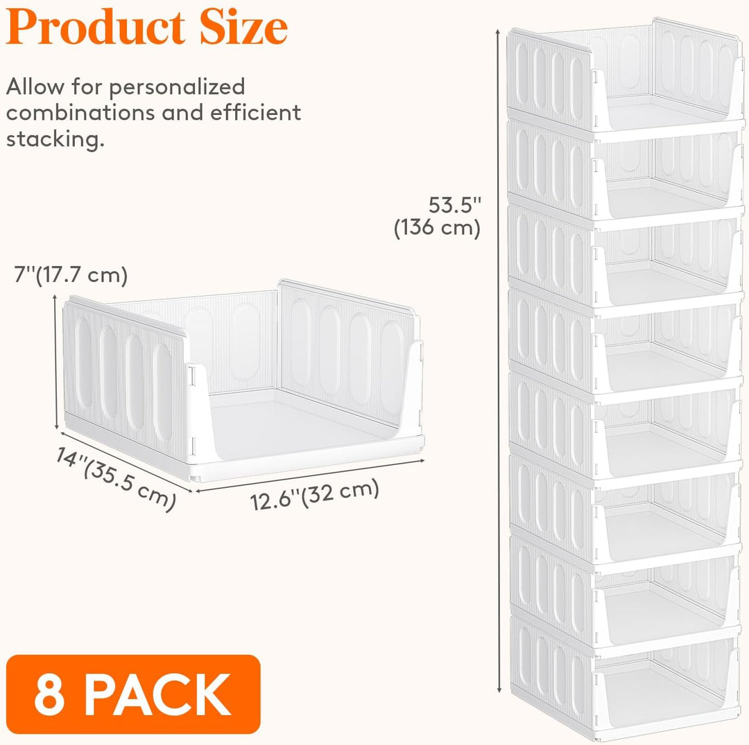 Lifewit 8er Set Stapelbare Kleiderschrank Organizer, Ausziehbar Kunststoff Ordnungssystem für Schran