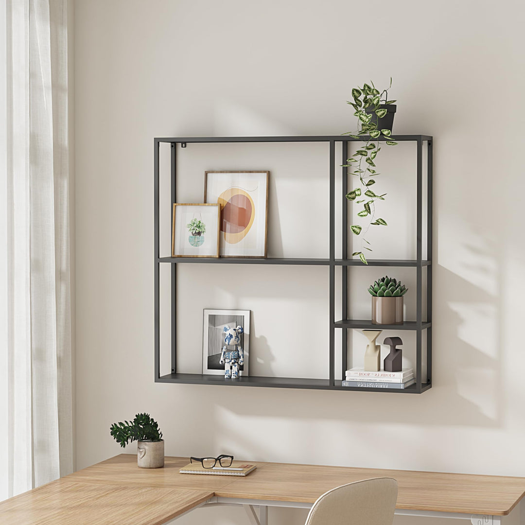 [en.casa] Wandregal Jämijärvi Regal Wandmontage Bücherregal mit 5 Ablagefächern Hängeregal 90 x 100