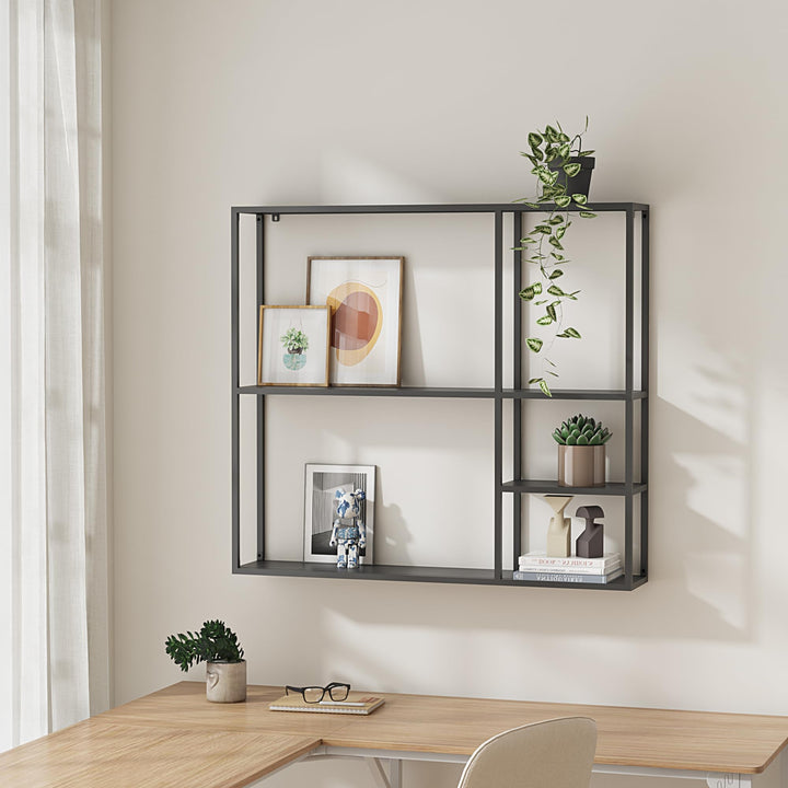 [en.casa] Wandregal Jämijärvi Regal Wandmontage Bücherregal mit 5 Ablagefächern Hängeregal 90 x 100