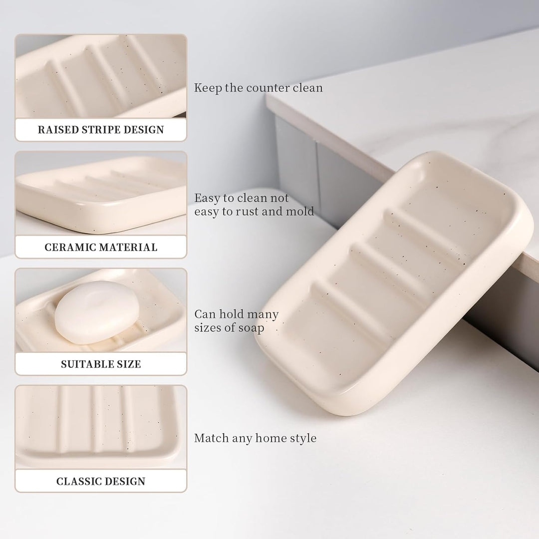 UMLACA Badezimmer Set Keramik, 4 Teiles Badezimmer Zubehör Set, Badezimmer Organizer mit Seifenspend