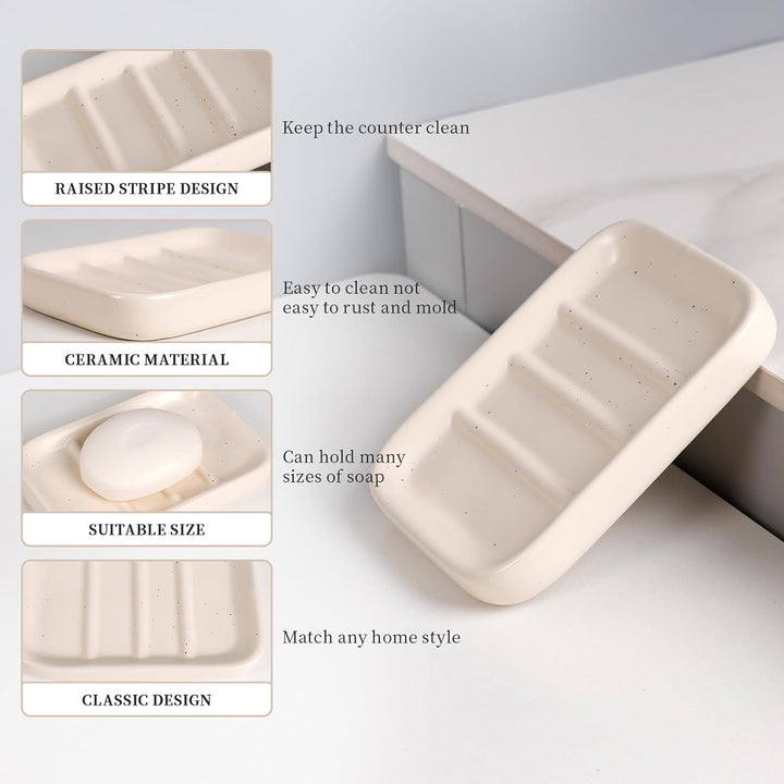 UMLACA Badezimmer Set Keramik, 4 Teiles Badezimmer Zubehör Set, Badezimmer Organizer mit Seifenspend