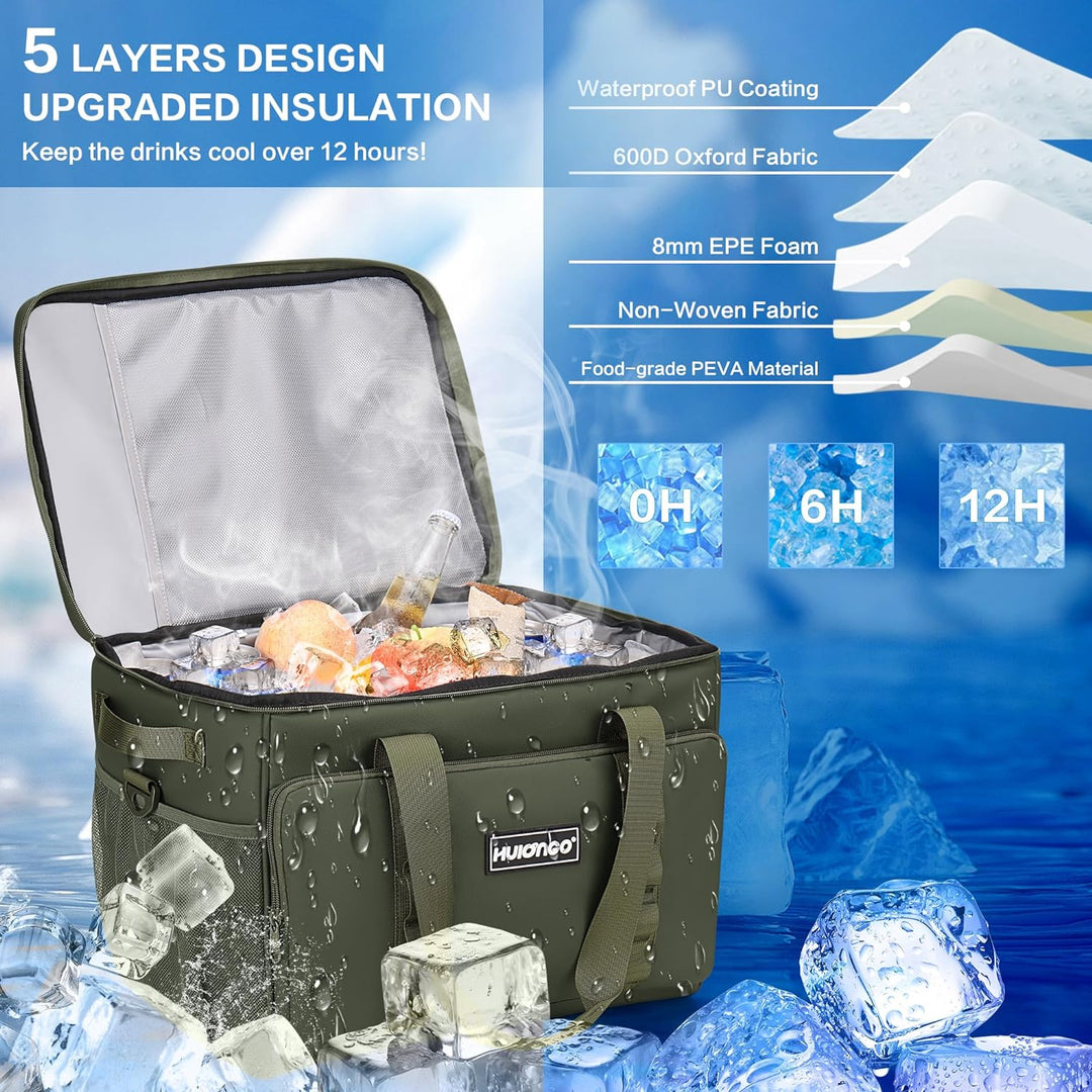 Hulongo Kühltasche Gross Lunchtasche Faltbar Thermotasche Wasserdicht Picknicktasche Isoliertasche C