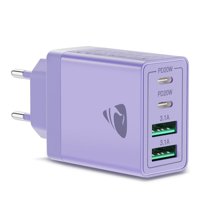 USB C Ladegerät,4-Ports 40W Mehrfach Schnellladegerät USB-C und USB-A,PD 3.0 Power Adapter Stecker L