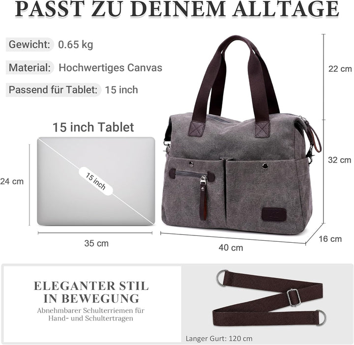 DIRRONA Mode Damen Canvas Handtasche Canvas Schultertasche Beiläufig Hobo Tasche Schule Einkaufen Tr