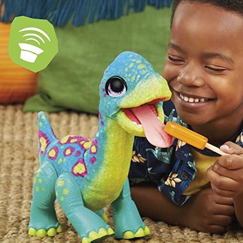 Hasbro furReal Sam, der Brontosaurus interaktives Animatronik-Plüschspielzeug, 40+ Geräusche und Rea