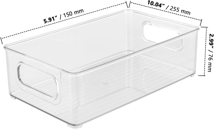 ZOENHOU 3 Stück Kühlschrank Organizer Stapelbare 25,5x15x7,6 cm, Kühlschrankbox mit Griff - Transpar