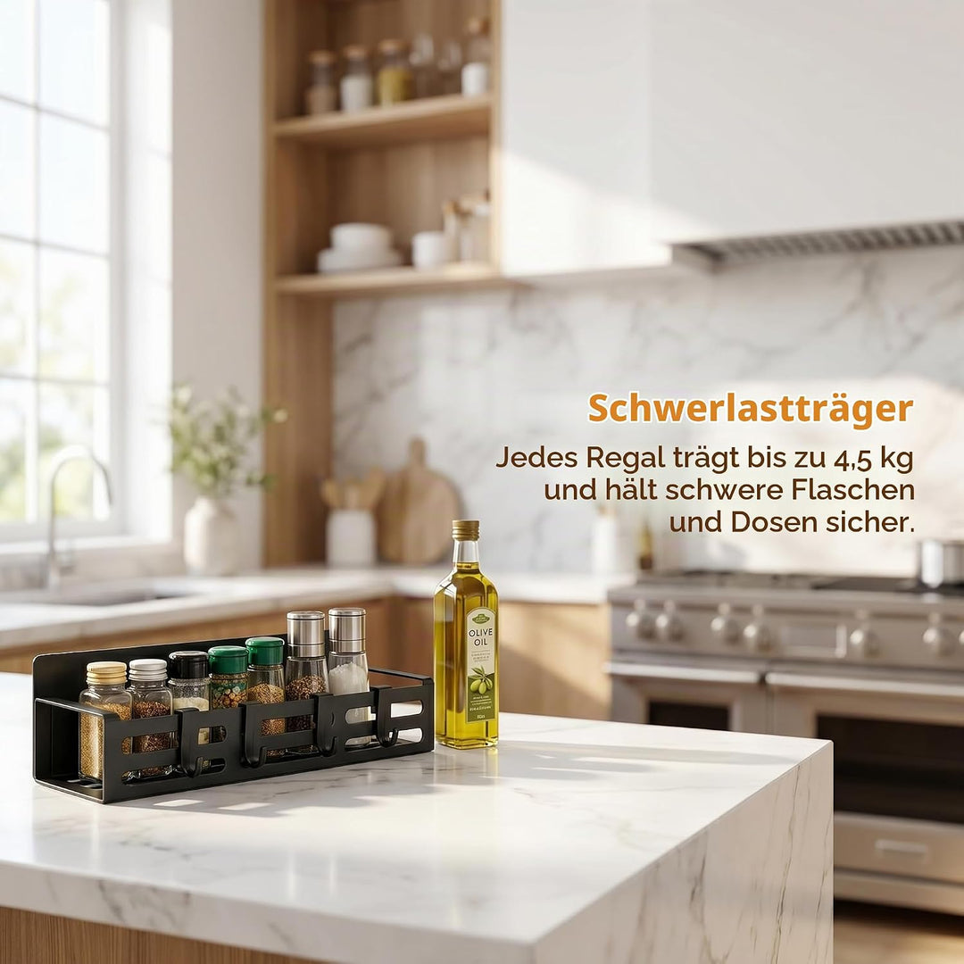 2 Stück Gewürzregale, Kühlschrank Regal Magnetisch mit 8 Haken Magnetregal Magnetic Spice Rack Kühls