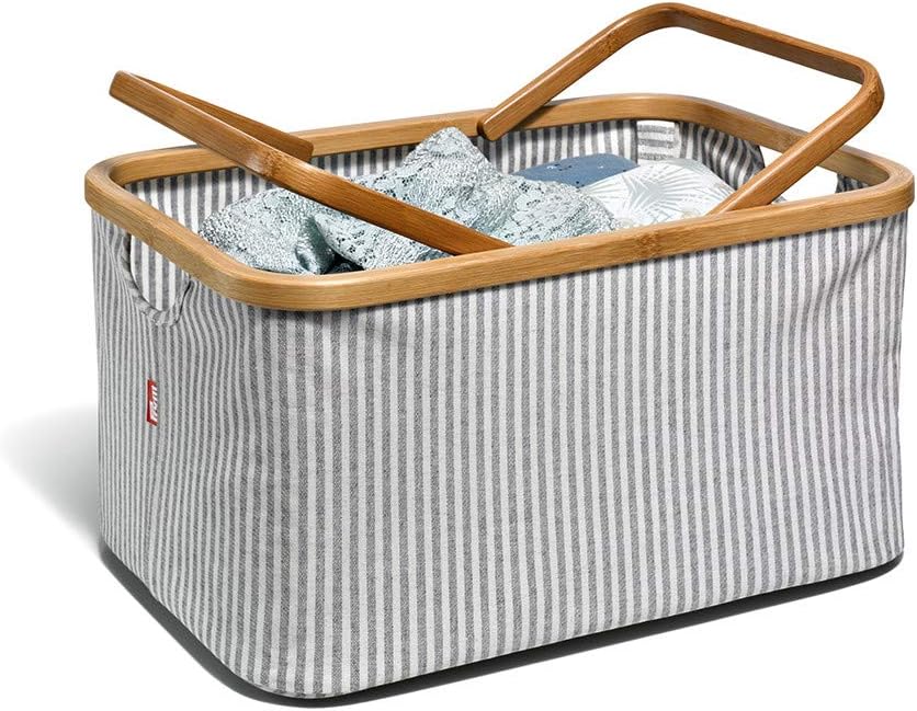 Prym 612054 Fold & Store Basket Canvas & grau, 45 x 30 x 22 cm