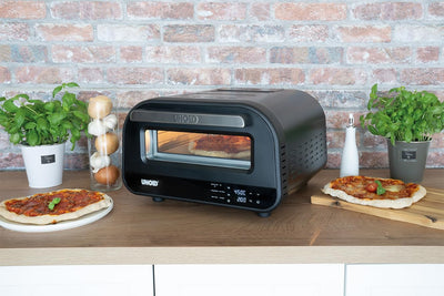 Unold 68815 Pizzaofen Don Luigi - Schwarz, Elektrischer Ofen, 1.700 Watt, rostfreier Edelstahl, bis