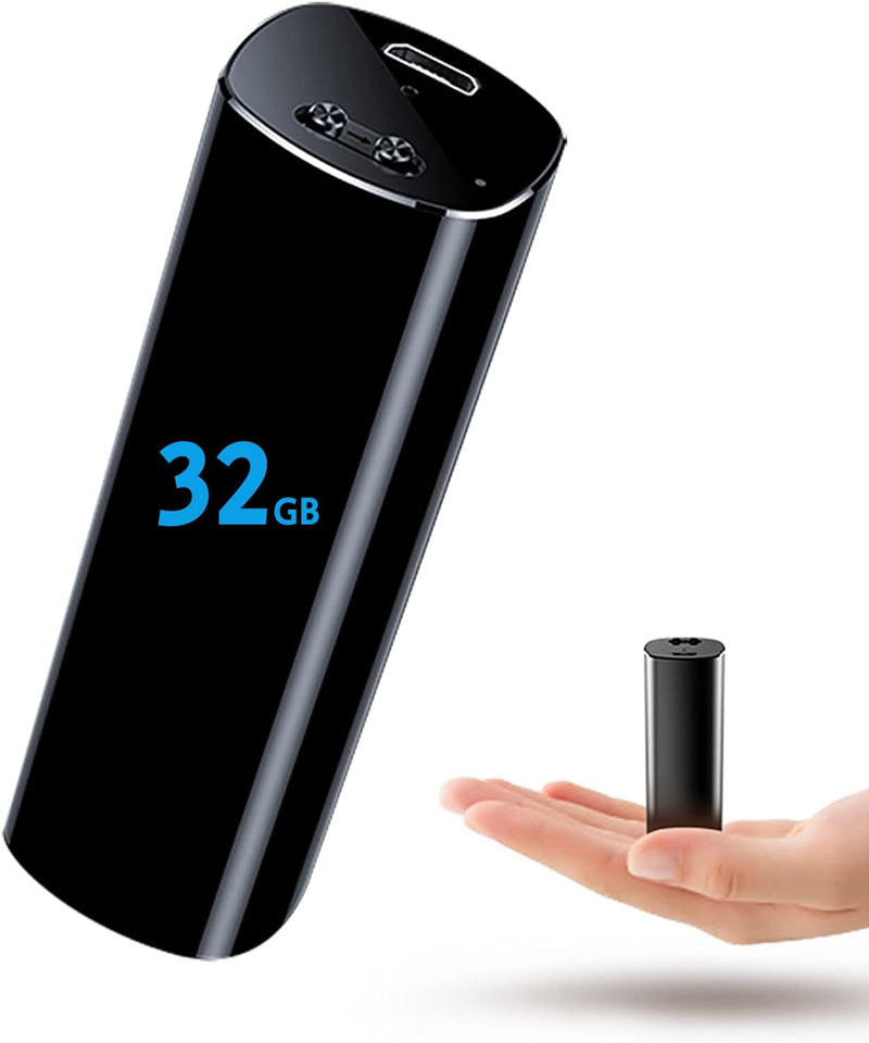 Mini Diktiergerät, 32GB Professionelles Aufnahmegerät mit Stimmenaktivierung, One-Touch Aufnahme/Ein