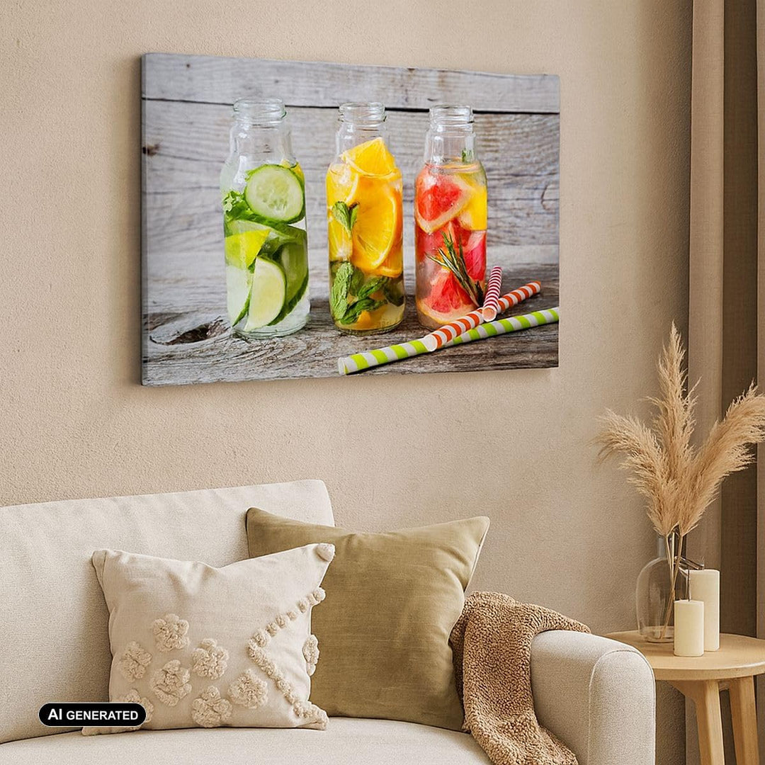 Bilder auf Leinwand 100x70cm Leinwandbild Eis Minze Erfrischung Getränke Gross Wanddeko Bild Schlafz