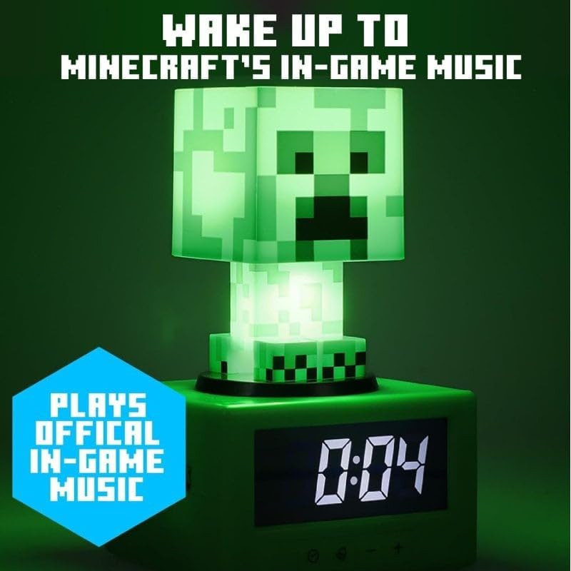 Paladone Minecraft Creeper Wecker - Offiziell Lizenziertes Icon mit Minecraft Musik & Nachtlicht für