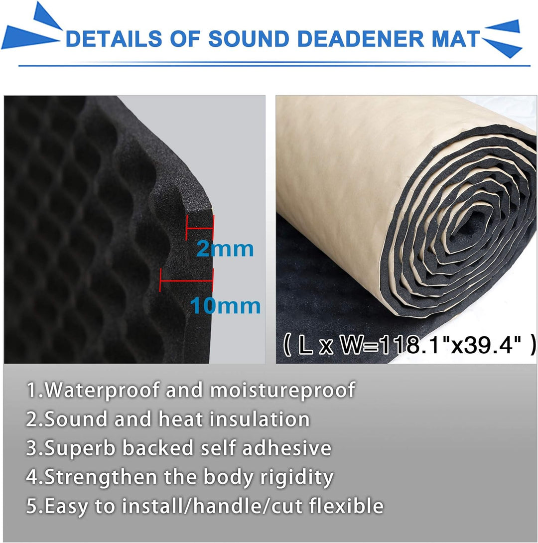 X AUTOHAUX Auto Schallabsorptionswellenschaumdämpfer Schallschutz Dämmmatte Schwarz 300cm*100cm