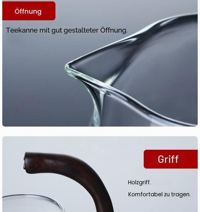 zalati Teekannen-Set mit magnetischer Unterseite und Schnittstelle, Glas-Teeservice für Zuhause, Küc