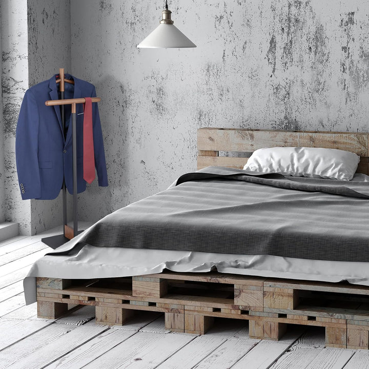 Relaxdays Herrendiener, für Jackett & Hose, HBT: 112x47x20 cm, Stahl & Holz, freistehender Stiller D