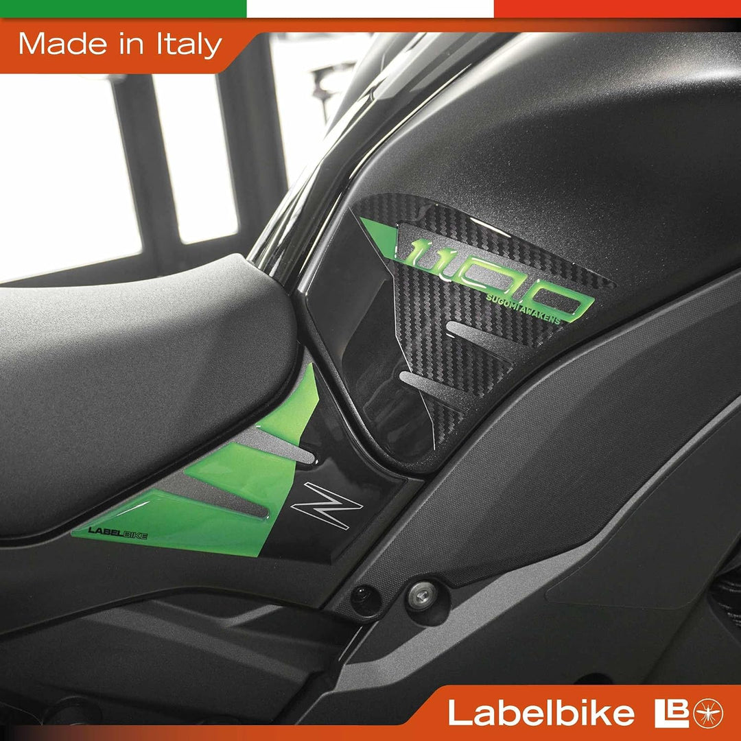 LABELBIKE 3D Motorrad Tankaufkleber kompatibel mit Kawasaki grün, grün