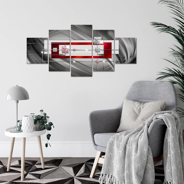 Runa Art Wandbilder Abstrakt 5 Teilig Bild auf Vlies Leinwand Deko Wohnzimmer Schlafzimmer Diamant G