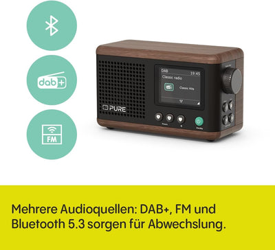 Pure Classic Mini Tragbares Digitalradio – DAB+ & UKW-Radio – Bluetooth 5.3 – 15 Stunden Akkulaufzei