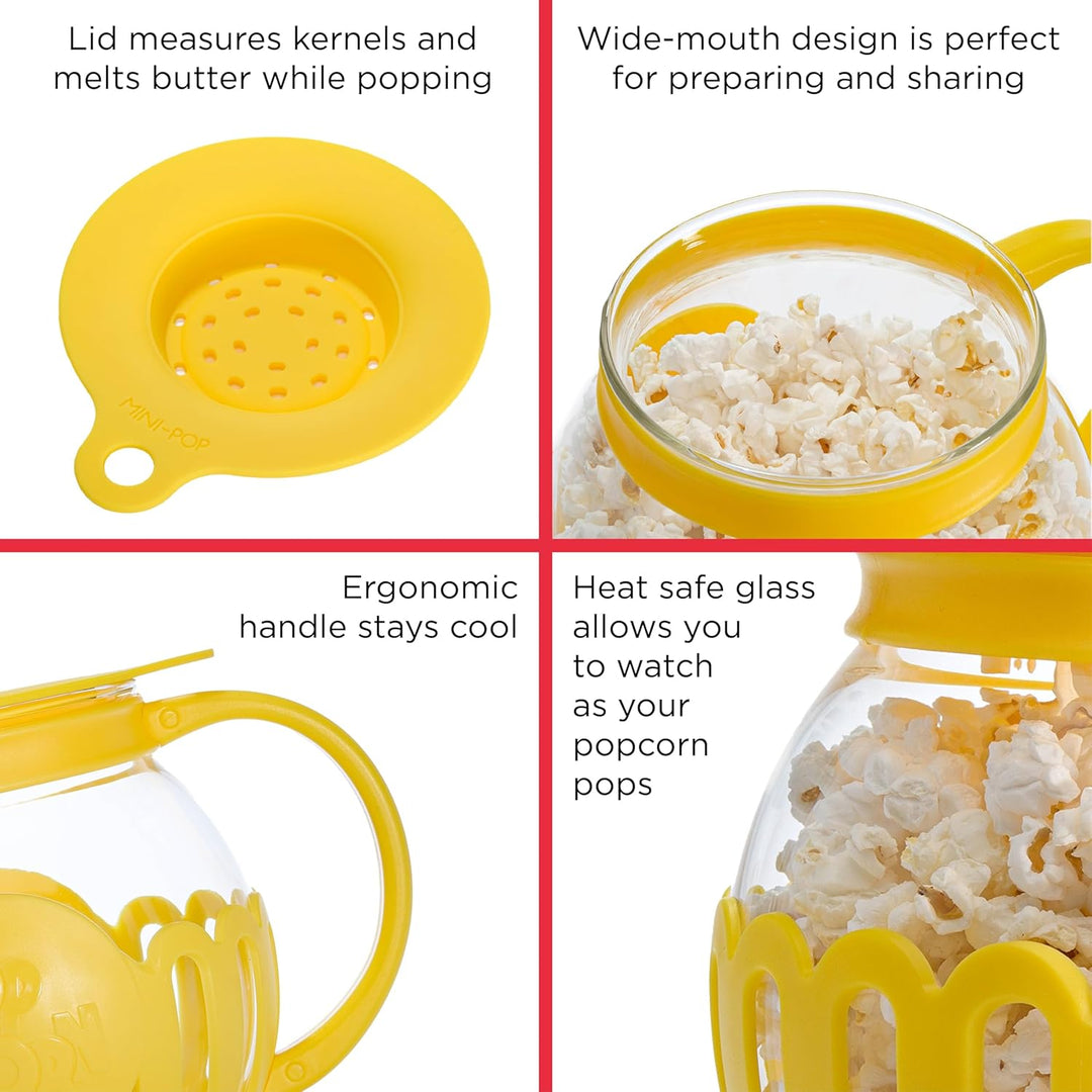 Ecolution Patentierter Mikrowellen-Popcorn-Popper, Borosilikatglas Kunststoff, gelb 1.5-Quart Snack