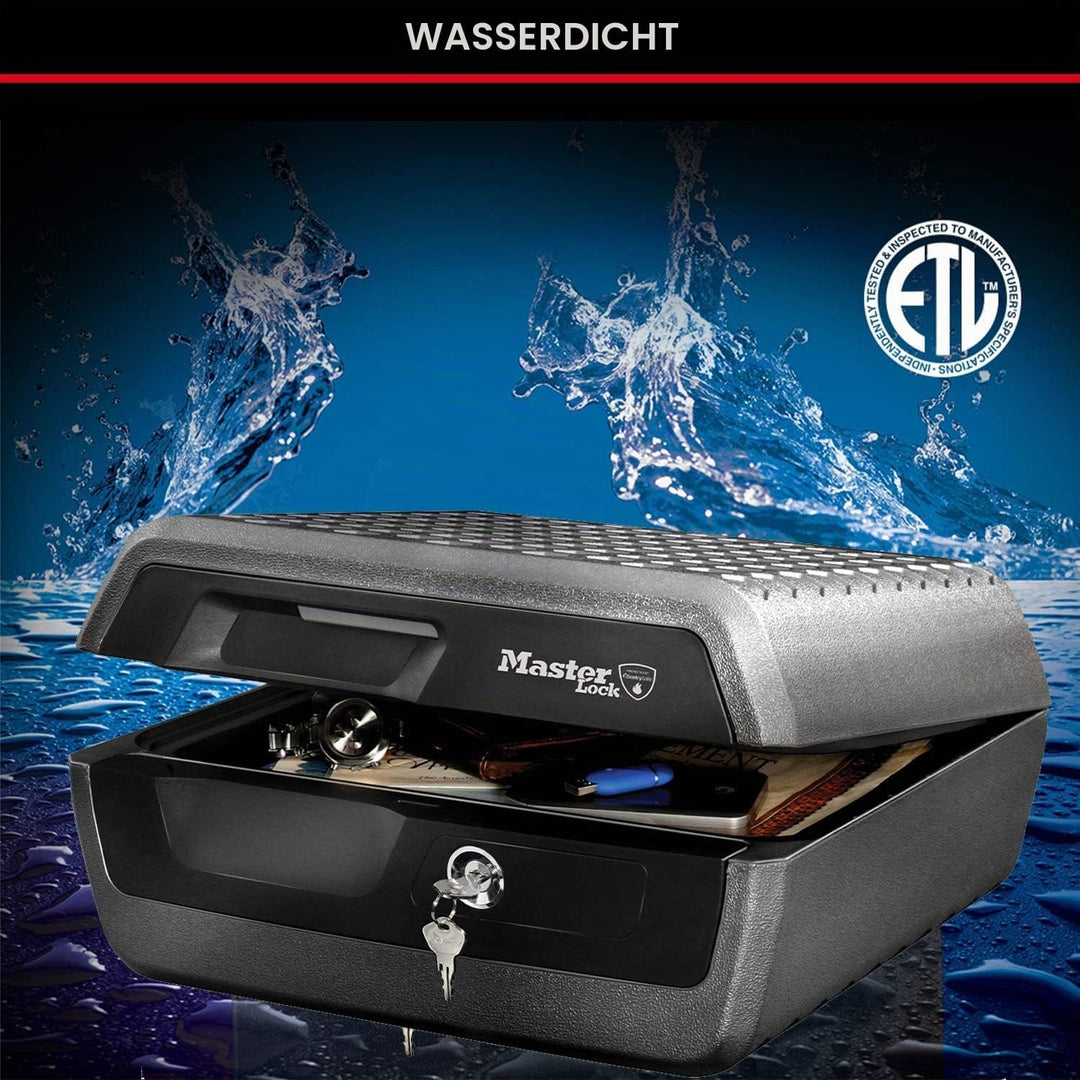 Master Lock Feuerfest Dokumentenbox und Feuerfest Dokumententasche LCFW30100 + FBWLZ0EURHRO, Feuerfe