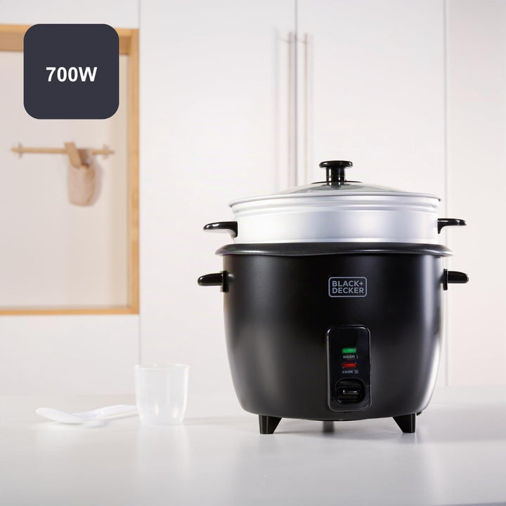 BLACK+DECKER BXRC1800E - Reiskocher. 700W. 1,8 Liter Fassungsvermögen. Antihaft-Beschichtung. Kochfu