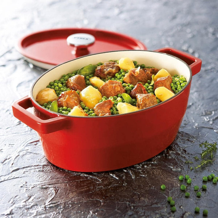 Pyrex Bratentopf, Gusseisen, Rot