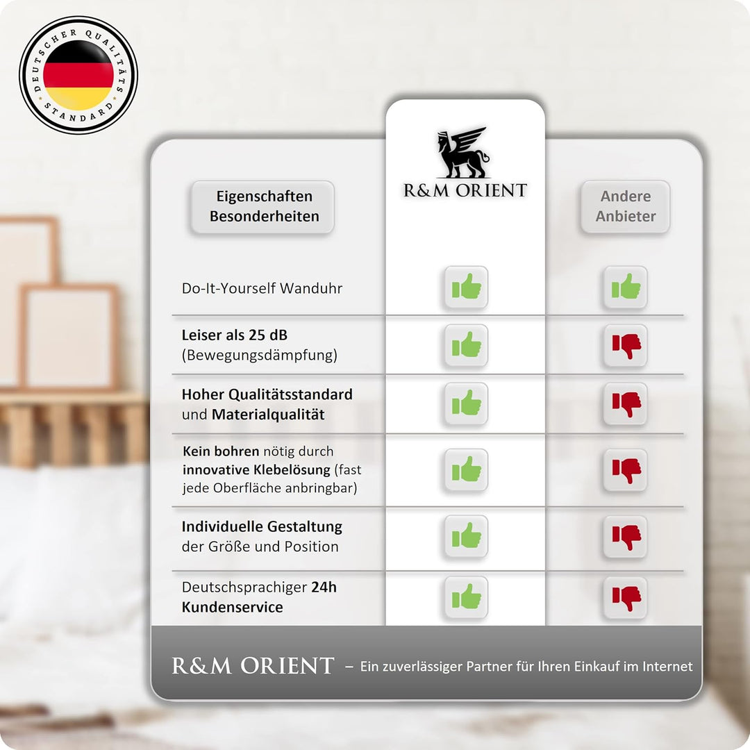 R&M Orient 3D Arabische Wanduhr grosse Moderne Mute DIY - Dekoration Geschenk - Wohnzimmer Home Offi