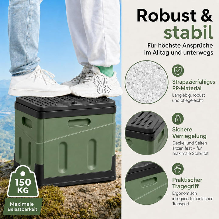 Tragbares Klapptoiletten-Set, 25 L Gross, Maximale Tragung 150KG, 24 Beutel Müllbeutel,Transporttasc