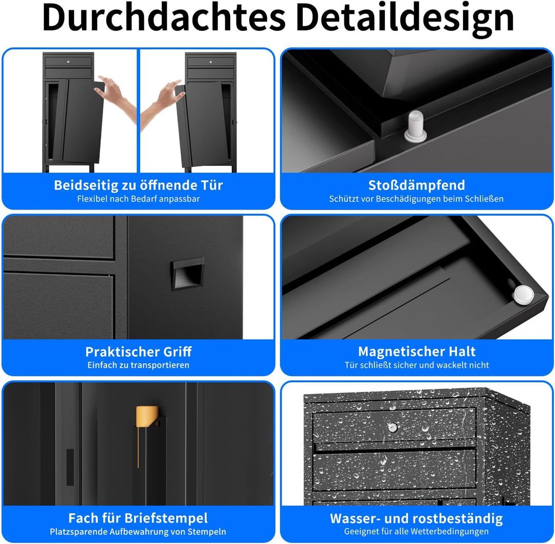 Briefkasten Paketbox für den Aussenbereich, extra grosse Paketboxen mit sicherer Lagerung, wasserdic