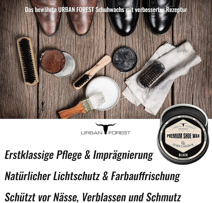 URBAN FOREST SPARSET Schuh Reiniger + Schuhwachs Schwarz | Professionelle Schuh-Reinigung & Schuh-Pf