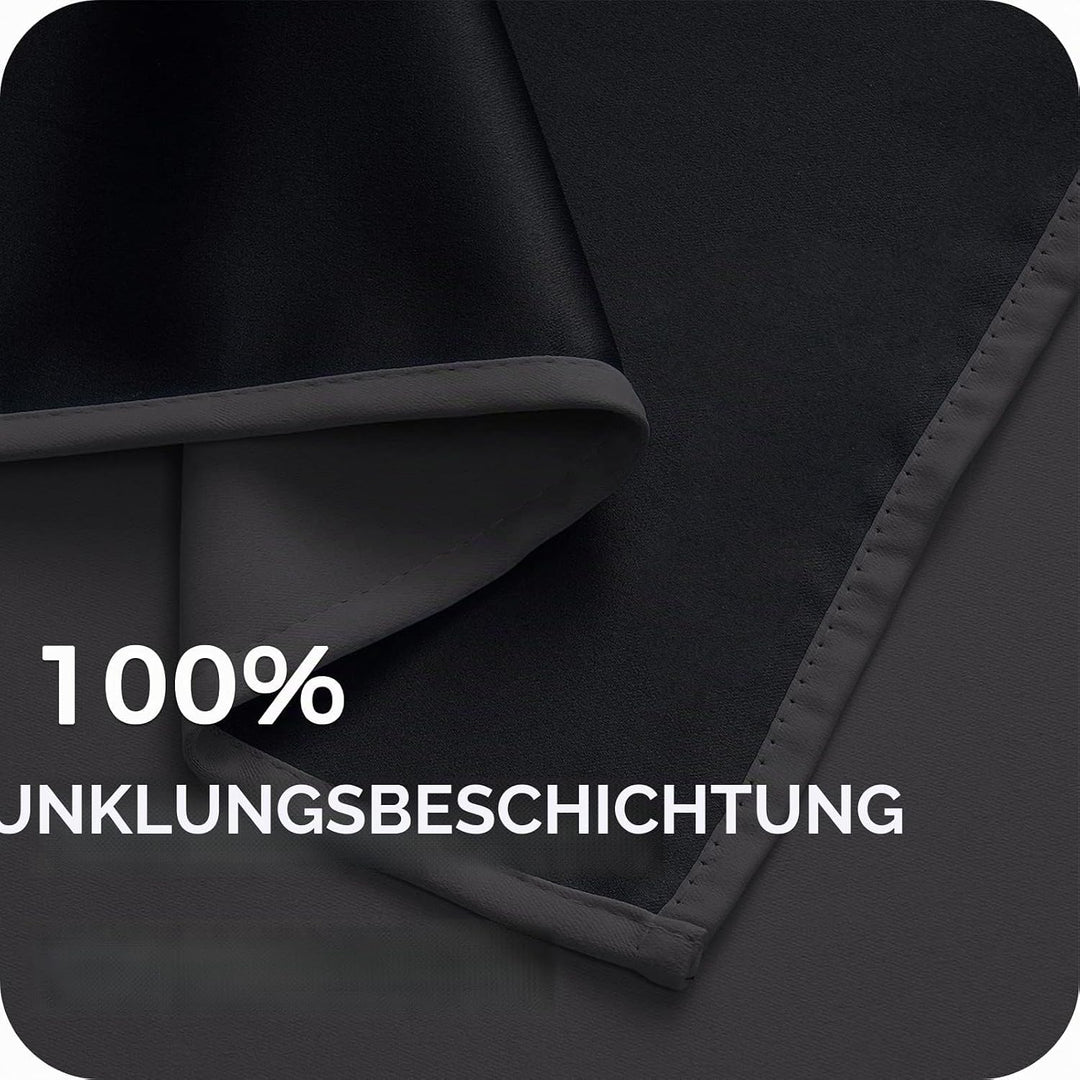 MRTREES Vorhänge Blickdicht Dunkelgrau Kurz Modern 100% Verdunkelungsvorhang 2er Set Gardinen mit Ös