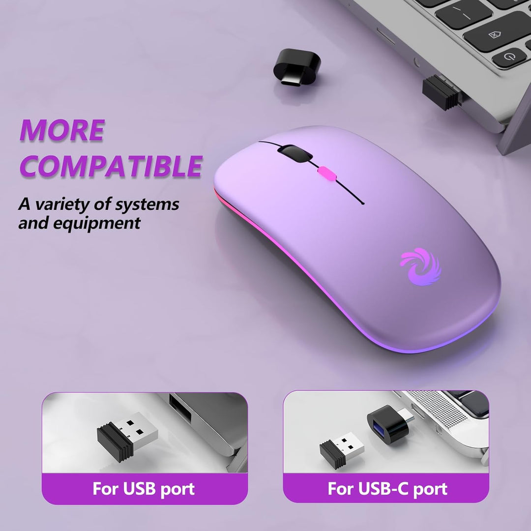 BQSS Maus Kabellos, 2,4 GHz mit USB-Empfänger, 1600 DPI Optical Tracking, Quiet Clicks, Wiederauflad