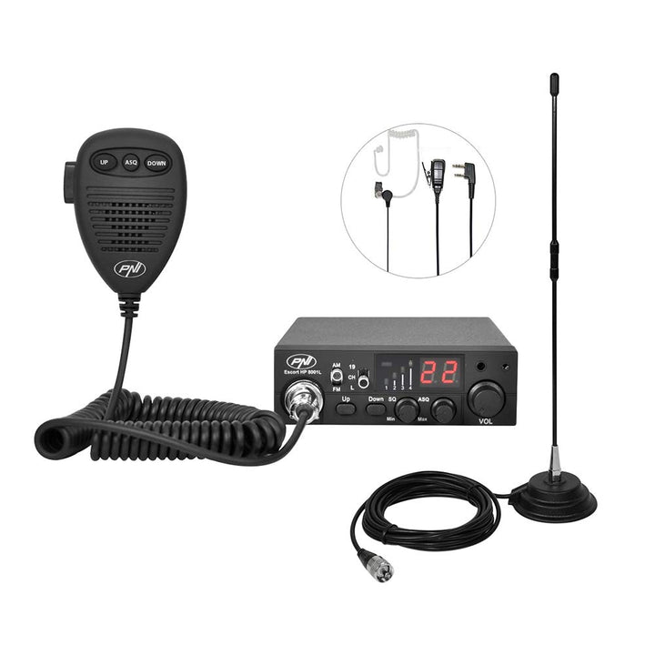 Paket Radiosender CB PNI Escort HP 8001L 4 W 12 V, 40 Kanäle + Antenne CB PNI Extra 40 mit Magnet, L