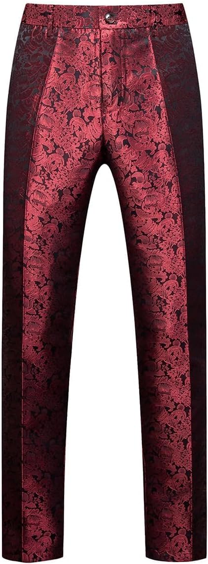 KUDORO Herren Anzüge 3-Teilig Slim Fit Paisley für Hochzeit Party Eine Knöpfe Jacquard Smoking Herre