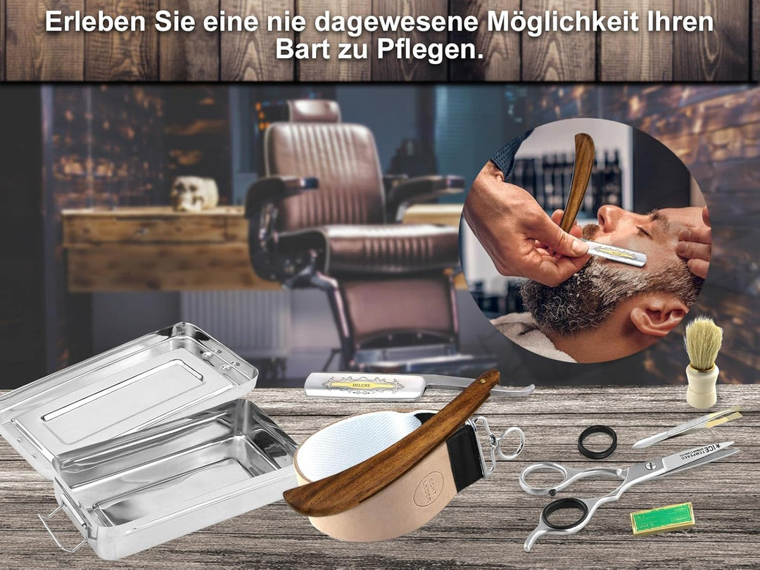 Rasiermesser Set 7 Teilig Komplett Rasier Set mit Paste aus Solingen in einer Rasier Box zur Idealen