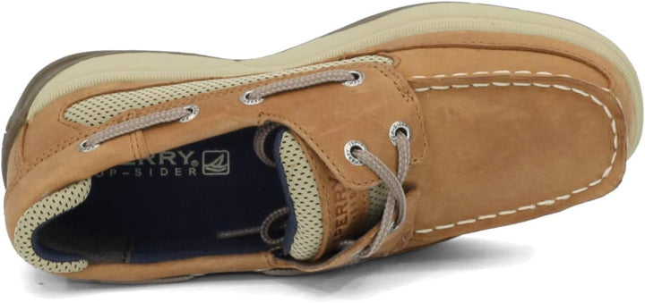 Sperry Lanyard Boat Shoe (Little Kid/Big Kid),Dark Tan/Navy,6.5 M US Big Kid