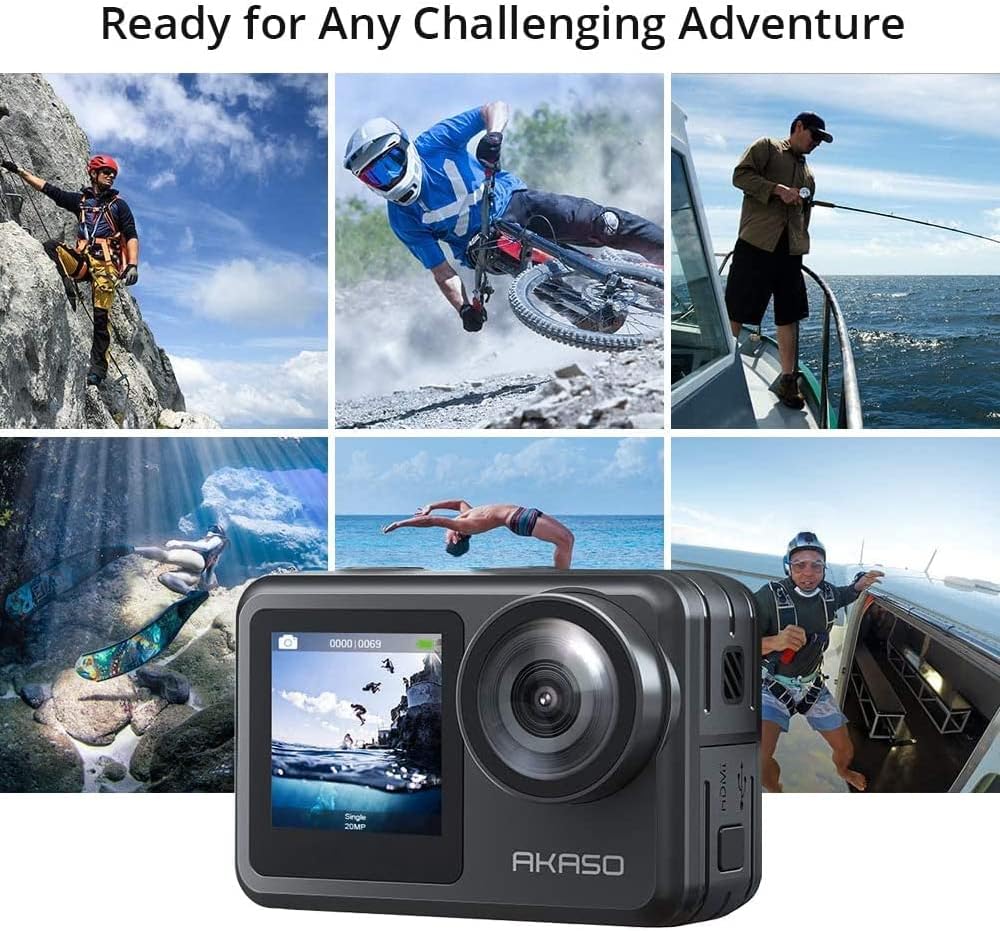AKASO Brave 7 LE Action Cam 4k30FPS 20MP mit 256GB U3 Speicherkarte Unterwasserkamera IPX7 wasserdic