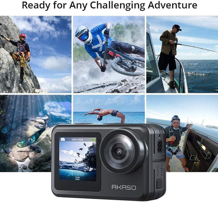AKASO Action Cam 4K30FPS, 20MP Unterwasserkamera IPX7 40M Wasserdicht EIS 2.0 Action Kamera Touchscr