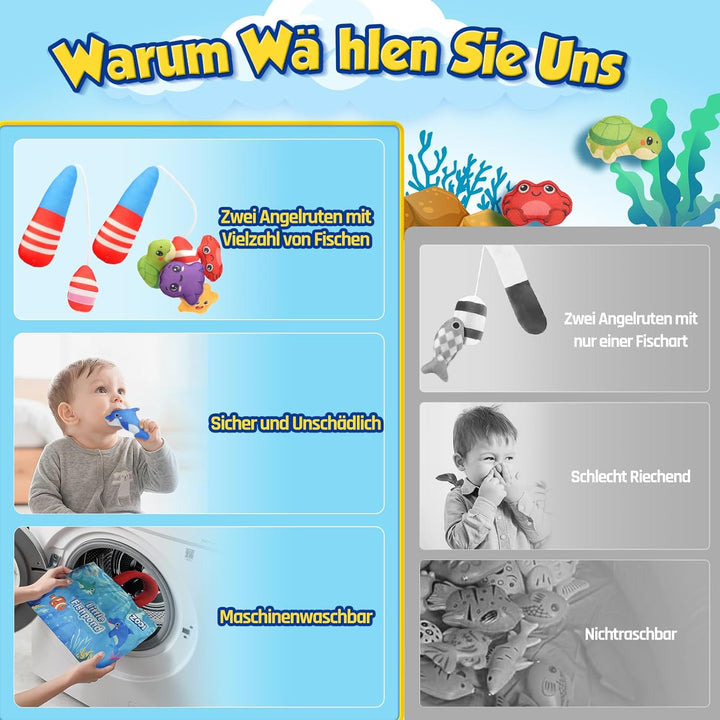 ZOOI Montessori Spielzeug ab 1 Jahr, 5 in 1 Motorikspielzeug Angelspiel, Spielzeug ab 1 2 3 Kinder J