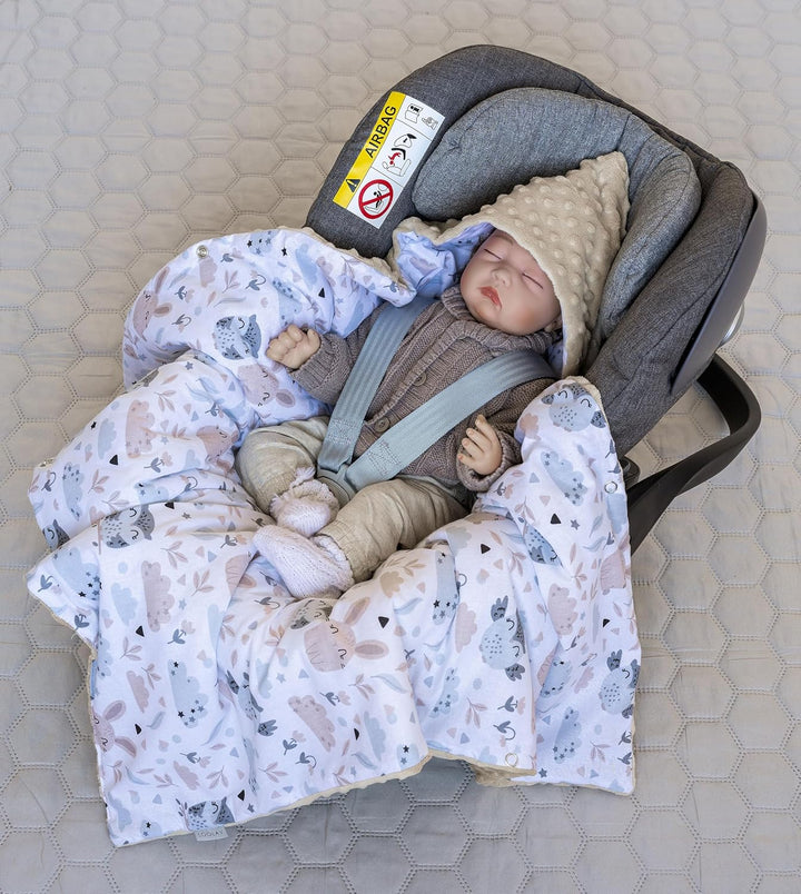 LOOLAY Einschlagdecke Babyschale - Babydecke Autositz 90x90 cm - Fusssack für Autositz Ganzjahresdec