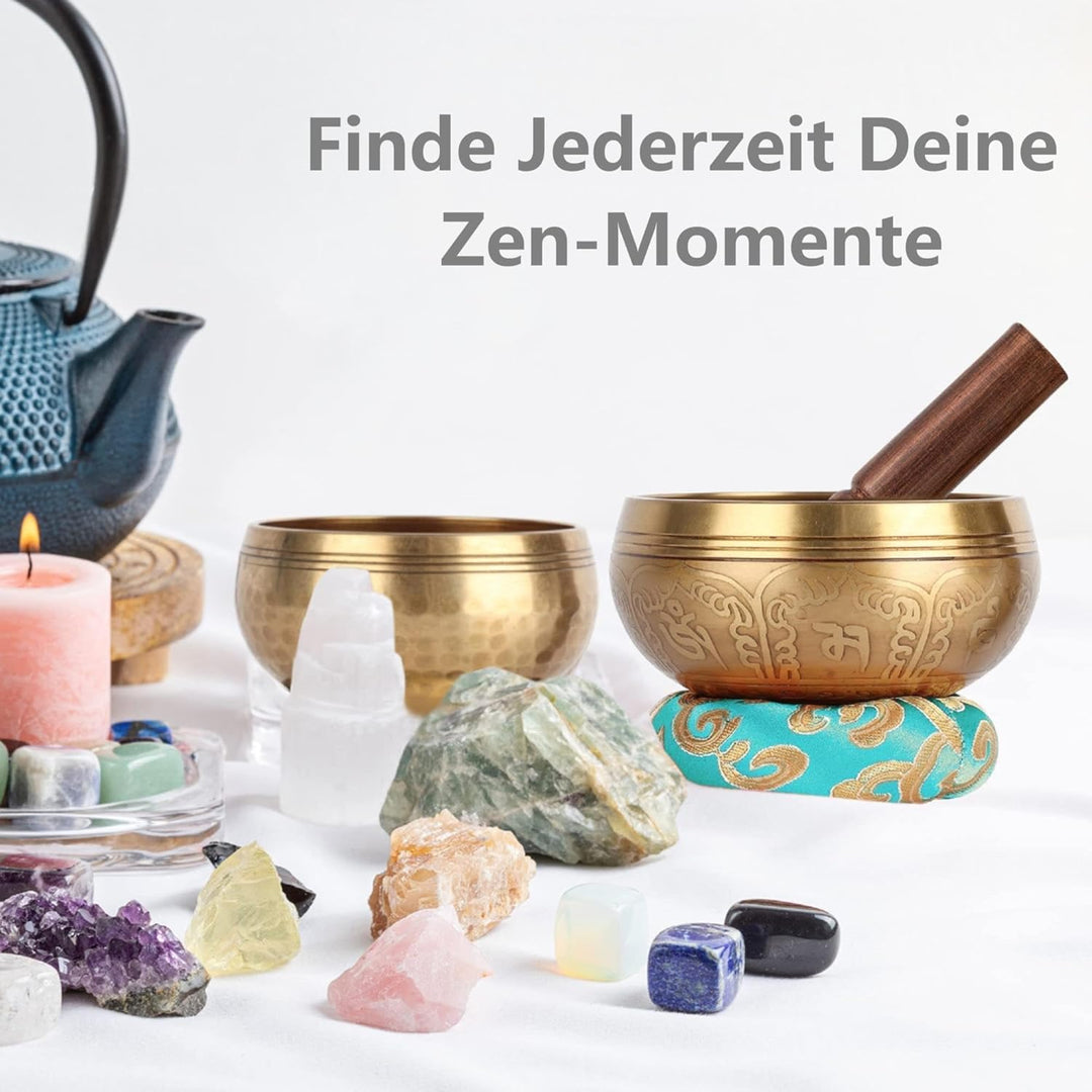 Tibetisches Klangschalen-Set, 100% handgefertigt in Nepal, Klangschale, Set für Meditation, Yoga, Ch