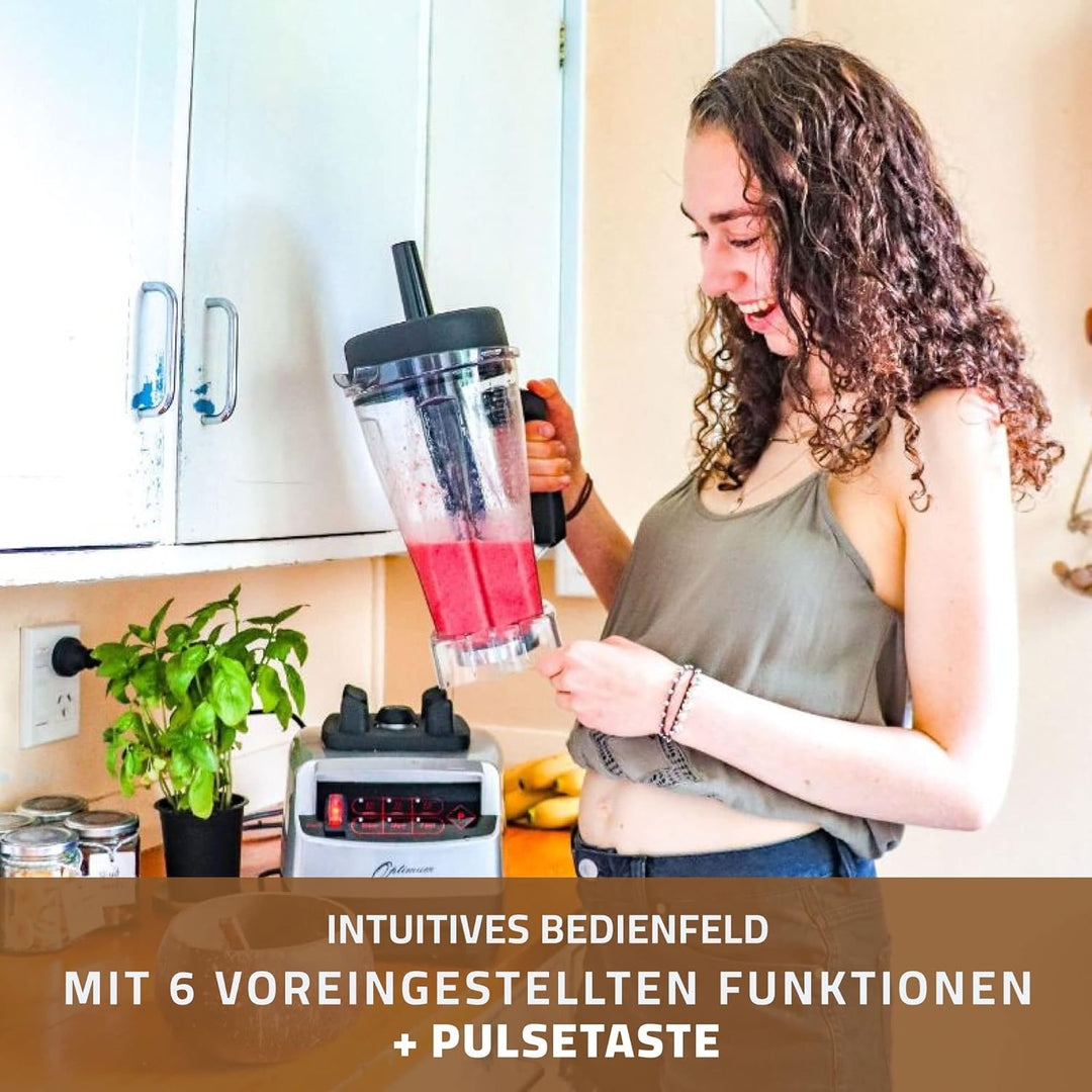 Hochleistungsmixer Optimum 9200A, 2611 Watt, 3.5PS, 6 Edelstahlklingen, 48000 U/min, GRATIS Nussmilc