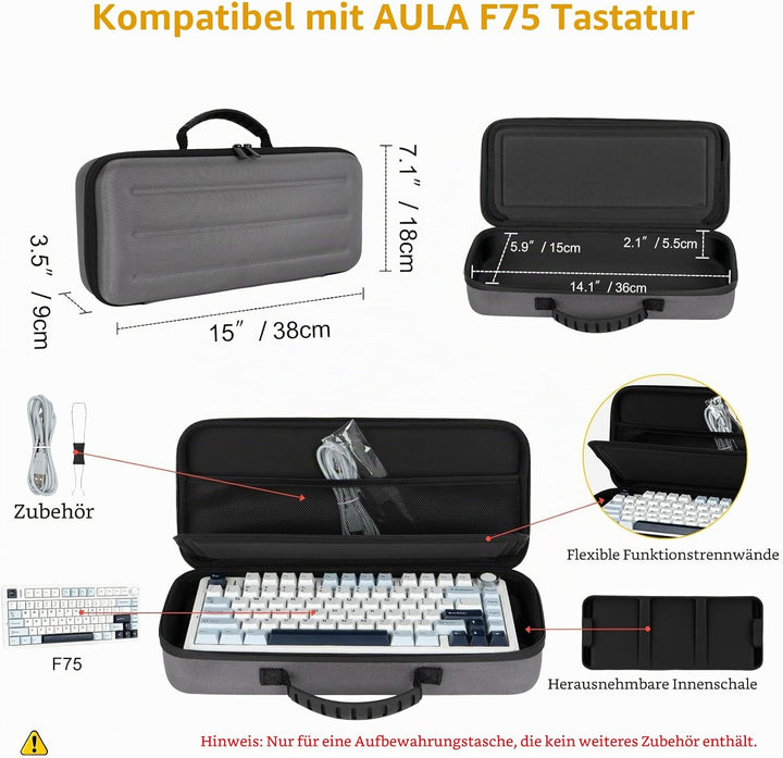 Keyboard-Tragetasche, 87-98 Tasten Mechanische Gaming-Tastatur Hartschalenkoffer Reise Schutztasche,