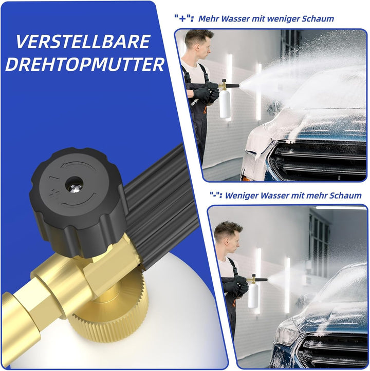 Schneeschaum Lanze schaumkanone Auto Wash Schaumlanze mit Verstellbarer Schaumstoff Düse, 1L Seifens