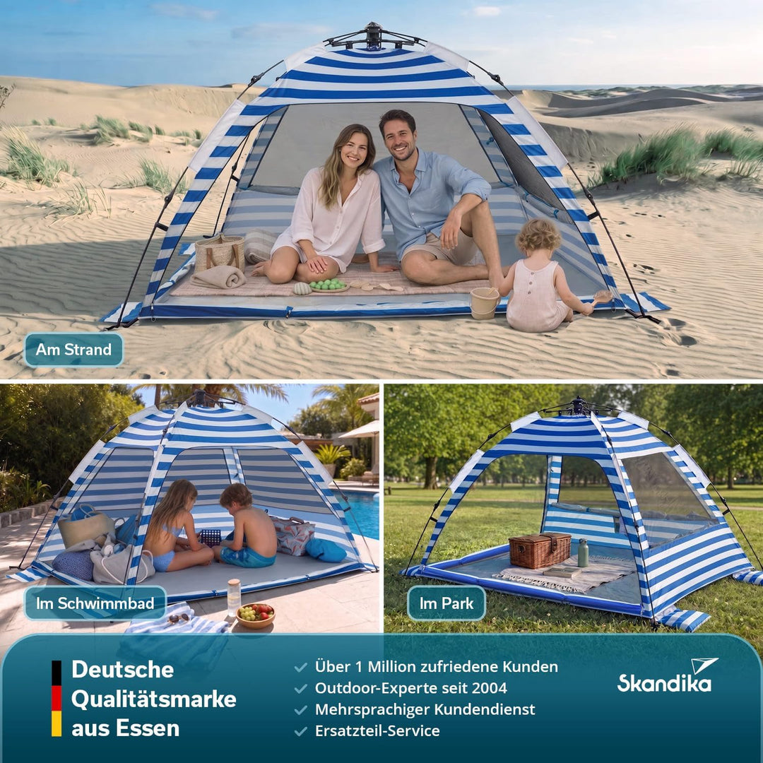 Skandika Strandmuschel Skugga Quick-Start | Strandzelt, UV-Schutz 80+, rundum verschliessbar, Windsc